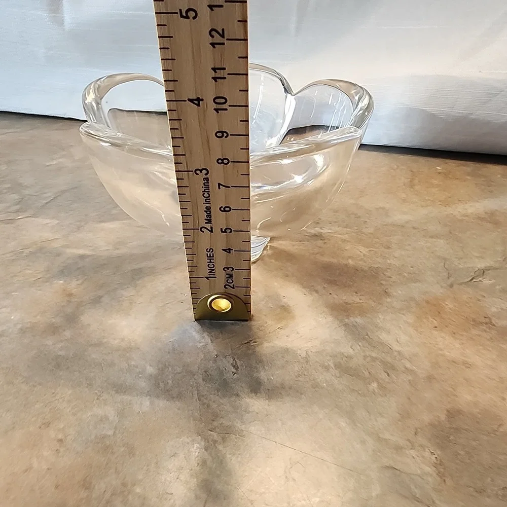 Vintage Clear Crystal Heavy Glass Decorative Flower Petal Serving Bowl 5